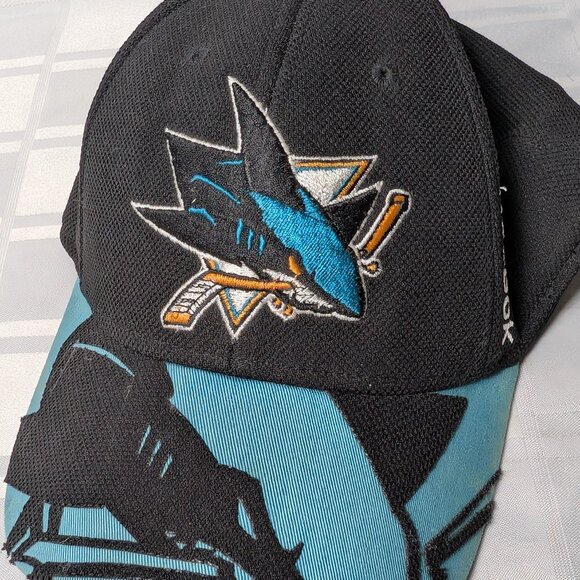 SAN JOSE SHARKS FITTED BASEBALL HAT REEBOK CENTER ICE NHL HOCKEY SMALL MEDIUM - Picture 1 of 15